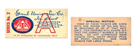  Representative image of early days of paper stamp issues by Grand Union Tea Company